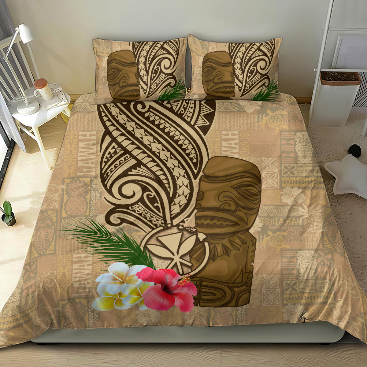 Hawaii Kanaloa Tiki Bedding Set Polynesian Tattoo and Tapa Pattern LT03 - Polynesian Pride