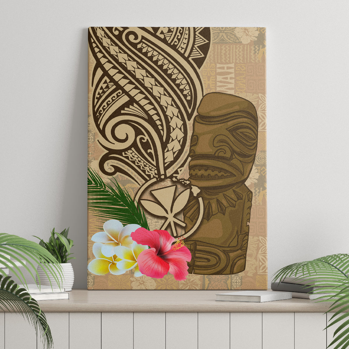 Hawaii Kanaloa Tiki Canvas Wall Art Polynesian Tattoo and Tapa Pattern LT03 - Polynesian Pride