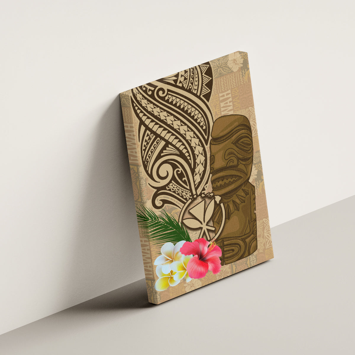 Hawaii Kanaloa Tiki Canvas Wall Art Polynesian Tattoo and Tapa Pattern LT03 - Polynesian Pride