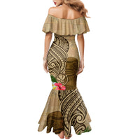 Hawaii Kanaloa Tiki Family Matching Mermaid Dress and Hawaiian Shirt Polynesian Tattoo and Tapa Pattern