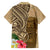 Hawaii Kanaloa Tiki Family Matching Off The Shoulder Long Sleeve Dress and Hawaiian Shirt Polynesian Tattoo and Tapa Pattern