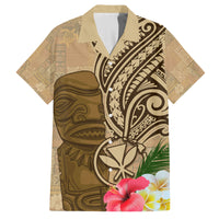 Hawaii Kanaloa Tiki Family Matching Off Shoulder Maxi Dress and Hawaiian Shirt Polynesian Tattoo and Tapa Pattern