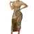 Hawaii Kanaloa Tiki Family Matching Short Sleeve Bodycon Dress and Hawaiian Shirt Polynesian Tattoo and Tapa Pattern