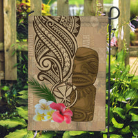Hawaii Kanaloa Tiki Garden Flag Polynesian Tattoo and Tapa Pattern LT03 Garden Flag Beige - Polynesian Pride