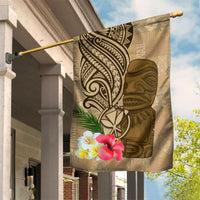 Hawaii Kanaloa Tiki Garden Flag Polynesian Tattoo and Tapa Pattern LT03 House Flag Beige - Polynesian Pride