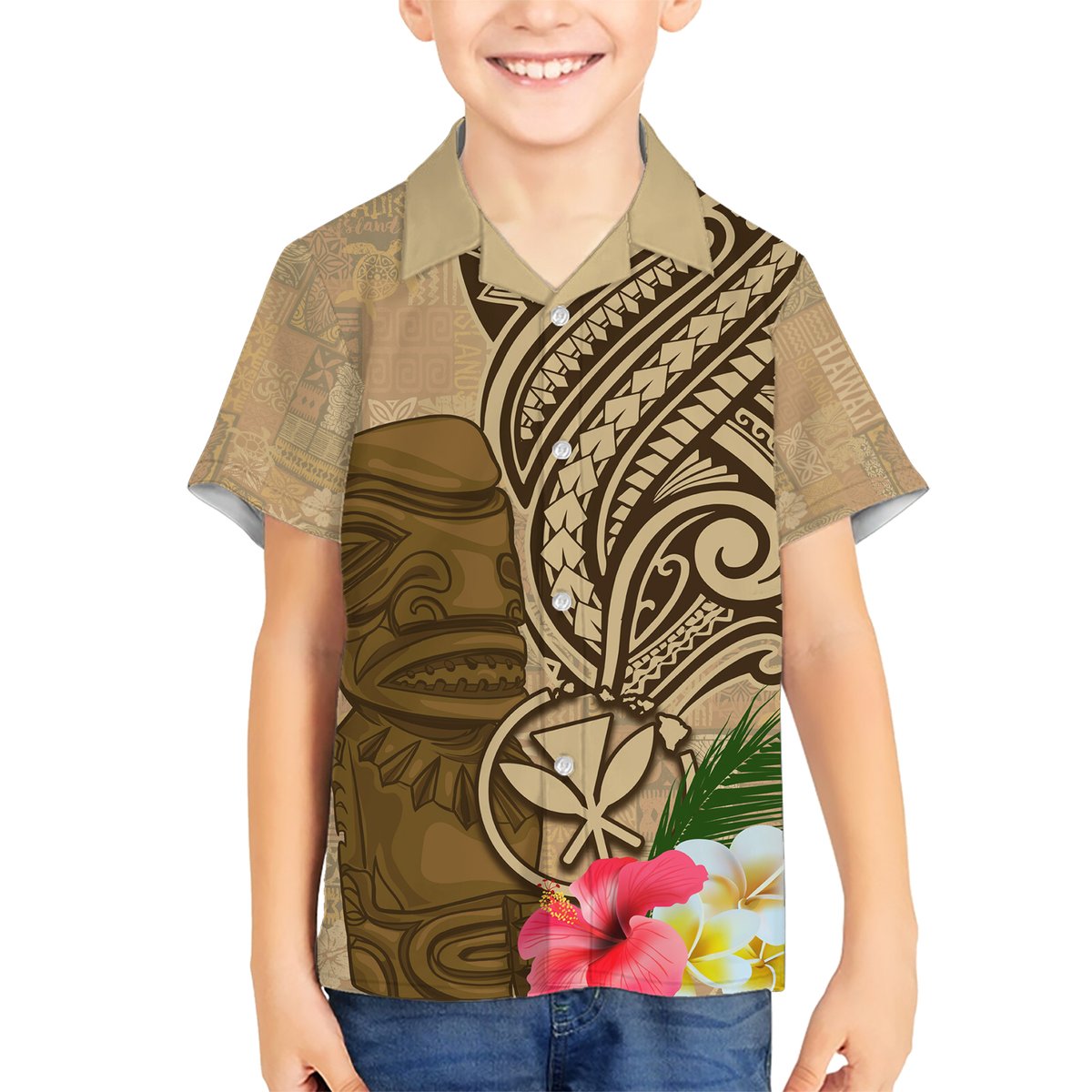 Hawaii Kanaloa Tiki Hawaiian Shirt Polynesian Tattoo and Tapa Pattern LT03 - Polynesian Pride