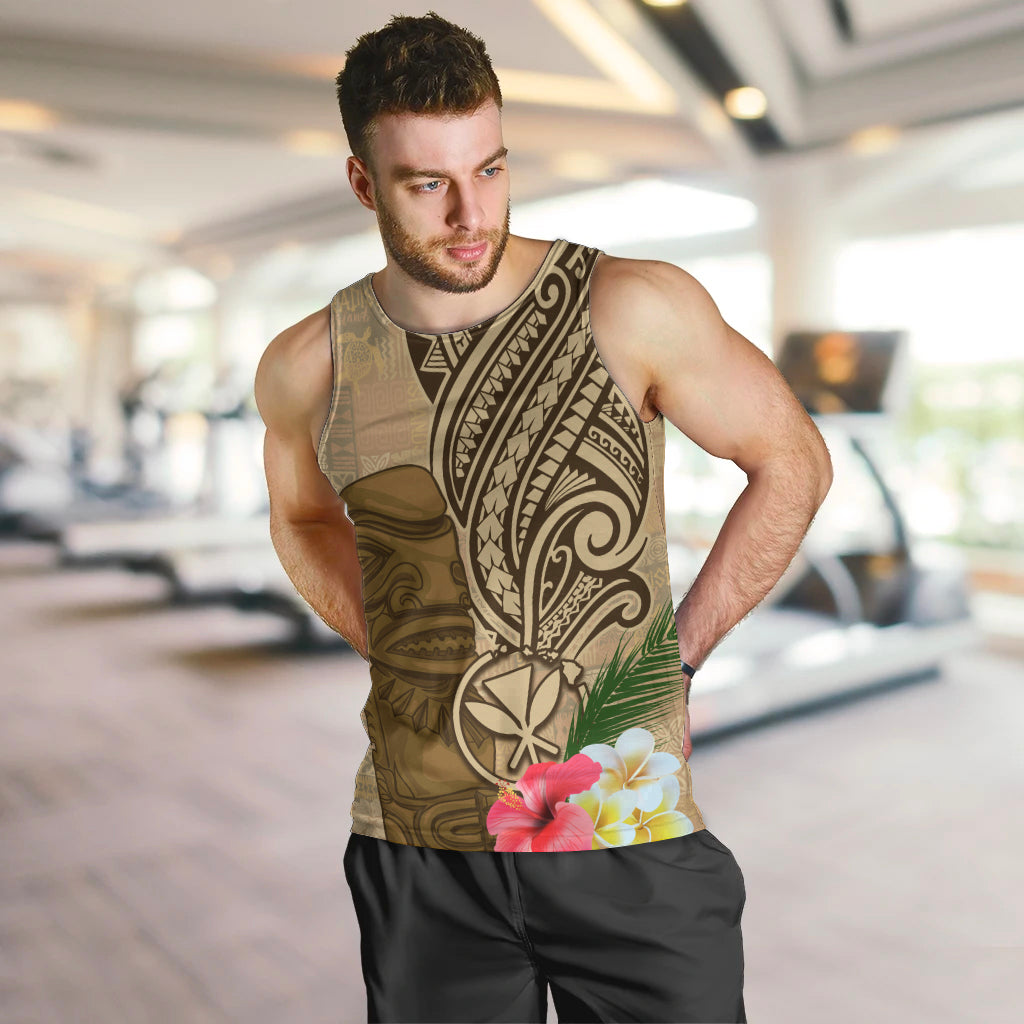 Hawaii Kanaloa Tiki Men Tank Top Polynesian Tattoo and Tapa Pattern