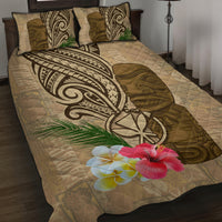 Hawaii Kanaloa Tiki Quilt Bed Set Polynesian Tattoo and Tapa Pattern LT03 Beige - Polynesian Pride