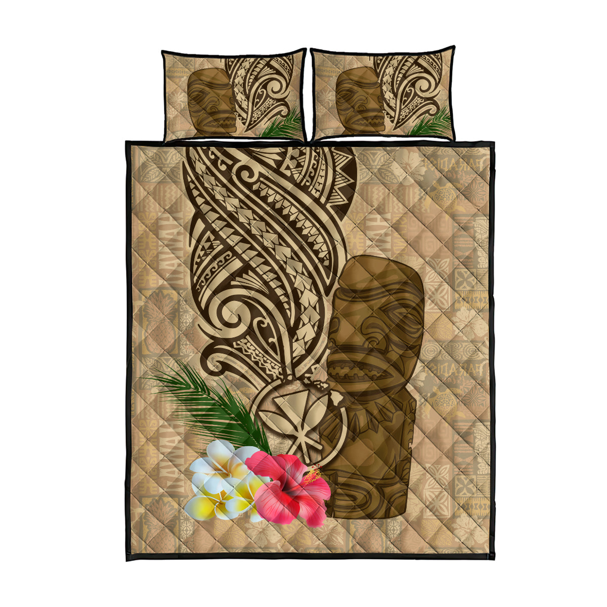Hawaii Kanaloa Tiki Quilt Bed Set Polynesian Tattoo and Tapa Pattern LT03 - Polynesian Pride
