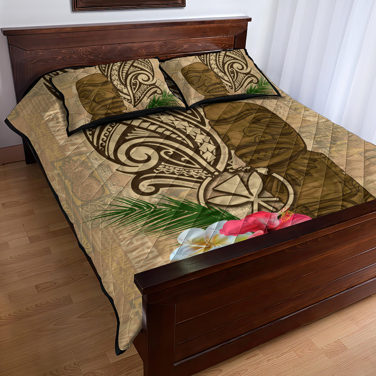 Hawaii Kanaloa Tiki Quilt Bed Set Polynesian Tattoo and Tapa Pattern LT03 - Polynesian Pride