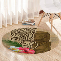 Hawaii Kanaloa Tiki Round Carpet Polynesian Tattoo and Tapa Pattern