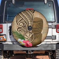 Hawaii Kanaloa Tiki Spare Tire Cover Polynesian Tattoo and Tapa Pattern LT03 Beige - Polynesian Pride