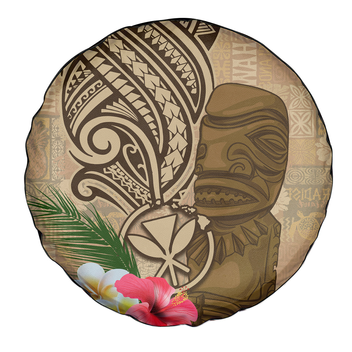 Hawaii Kanaloa Tiki Spare Tire Cover Polynesian Tattoo and Tapa Pattern LT03 - Polynesian Pride