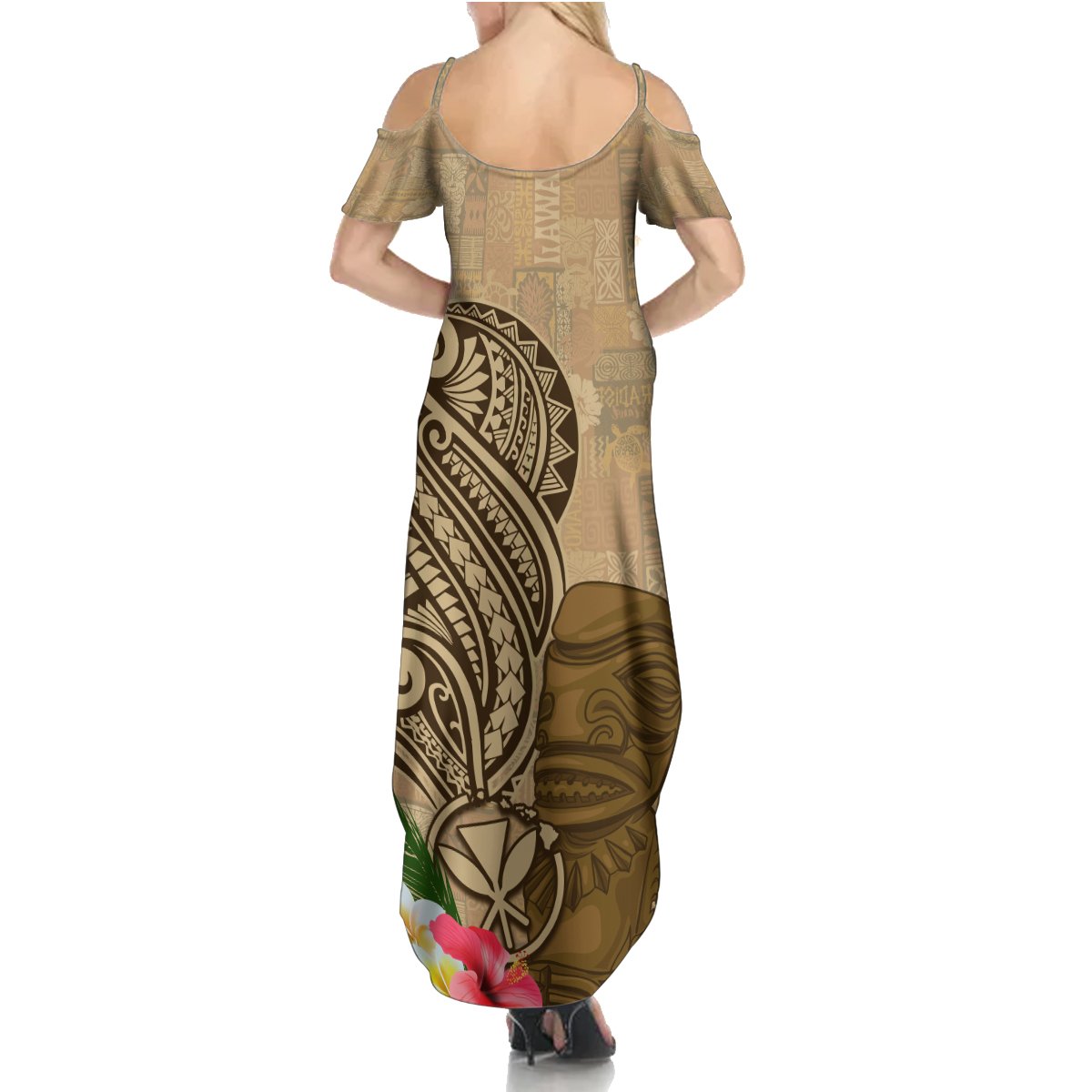 Hawaii Kanaloa Tiki Summer Maxi Dress Polynesian Tattoo and Tapa Pattern LT03 - Polynesian Pride