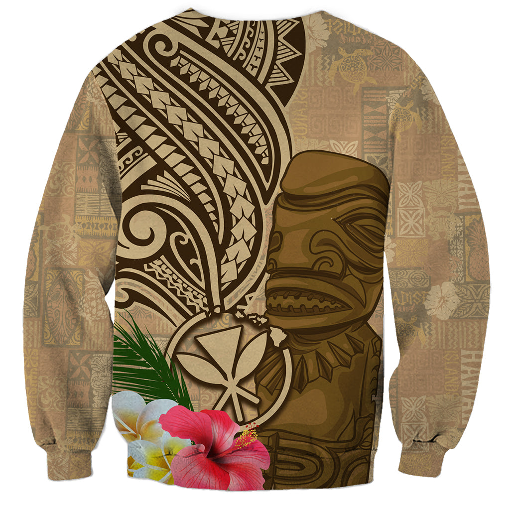 Hawaii Kanaloa Tiki Sweatshirt Polynesian Tattoo and Tapa Pattern LT03 - Polynesian Pride