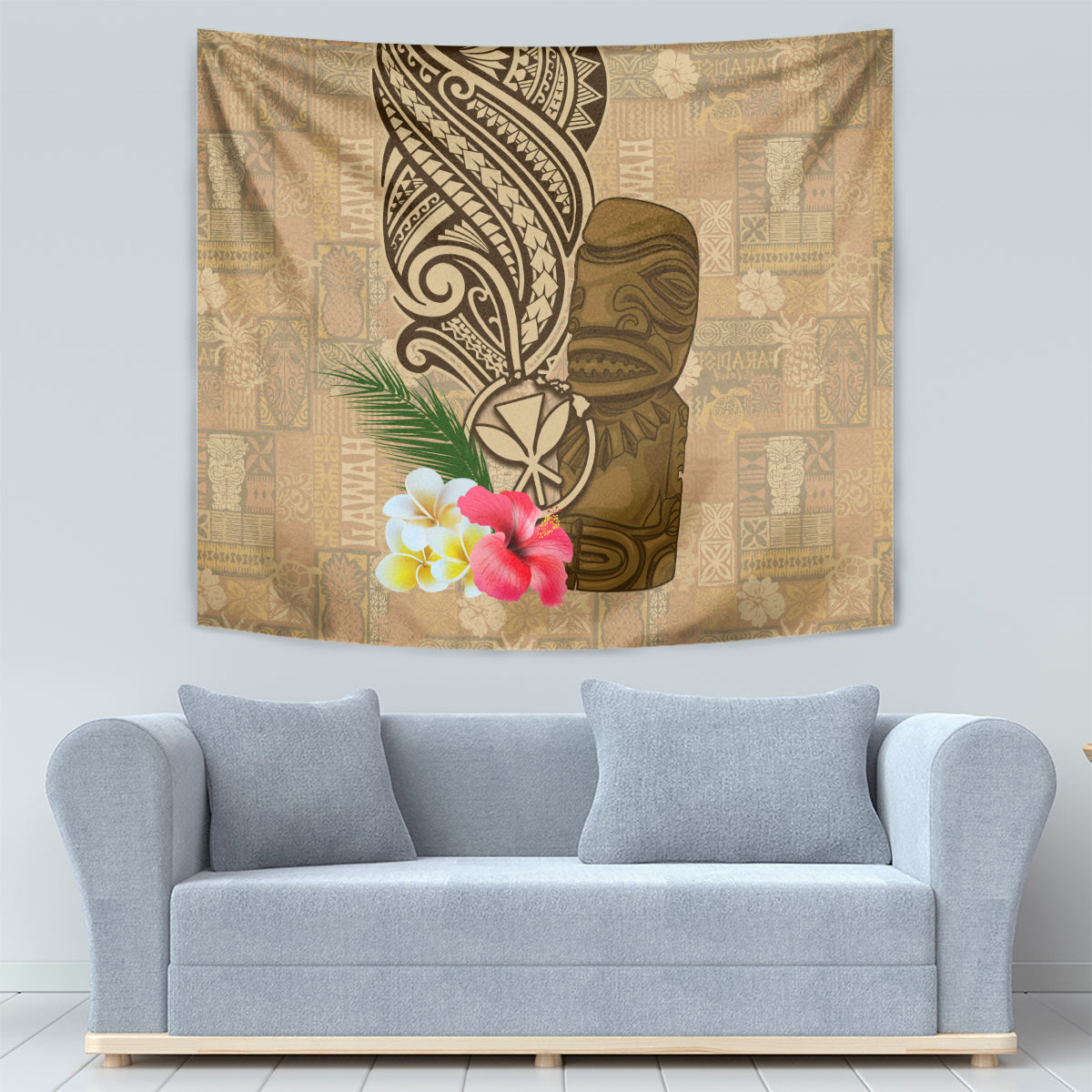 Hawaii Kanaloa Tiki Tapestry Polynesian Tattoo and Tapa Pattern LT03 - Polynesian Pride