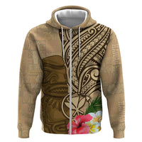 Hawaii Kanaloa Tiki Zip Hoodie Polynesian Tattoo and Tapa Pattern