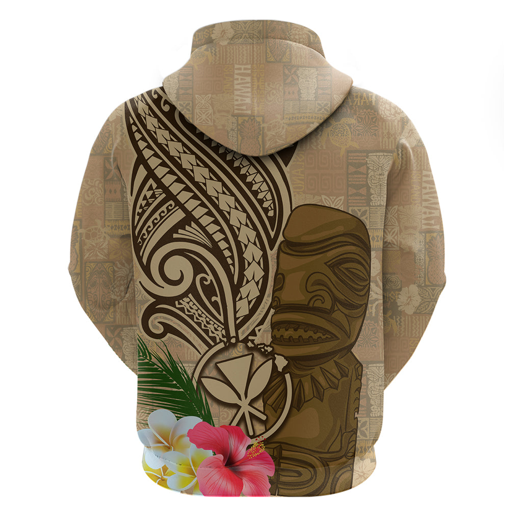 Hawaii Kanaloa Tiki Zip Hoodie Polynesian Tattoo and Tapa Pattern
