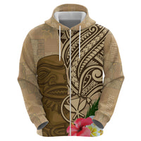 Hawaii Kanaloa Tiki Zip Hoodie Polynesian Tattoo and Tapa Pattern