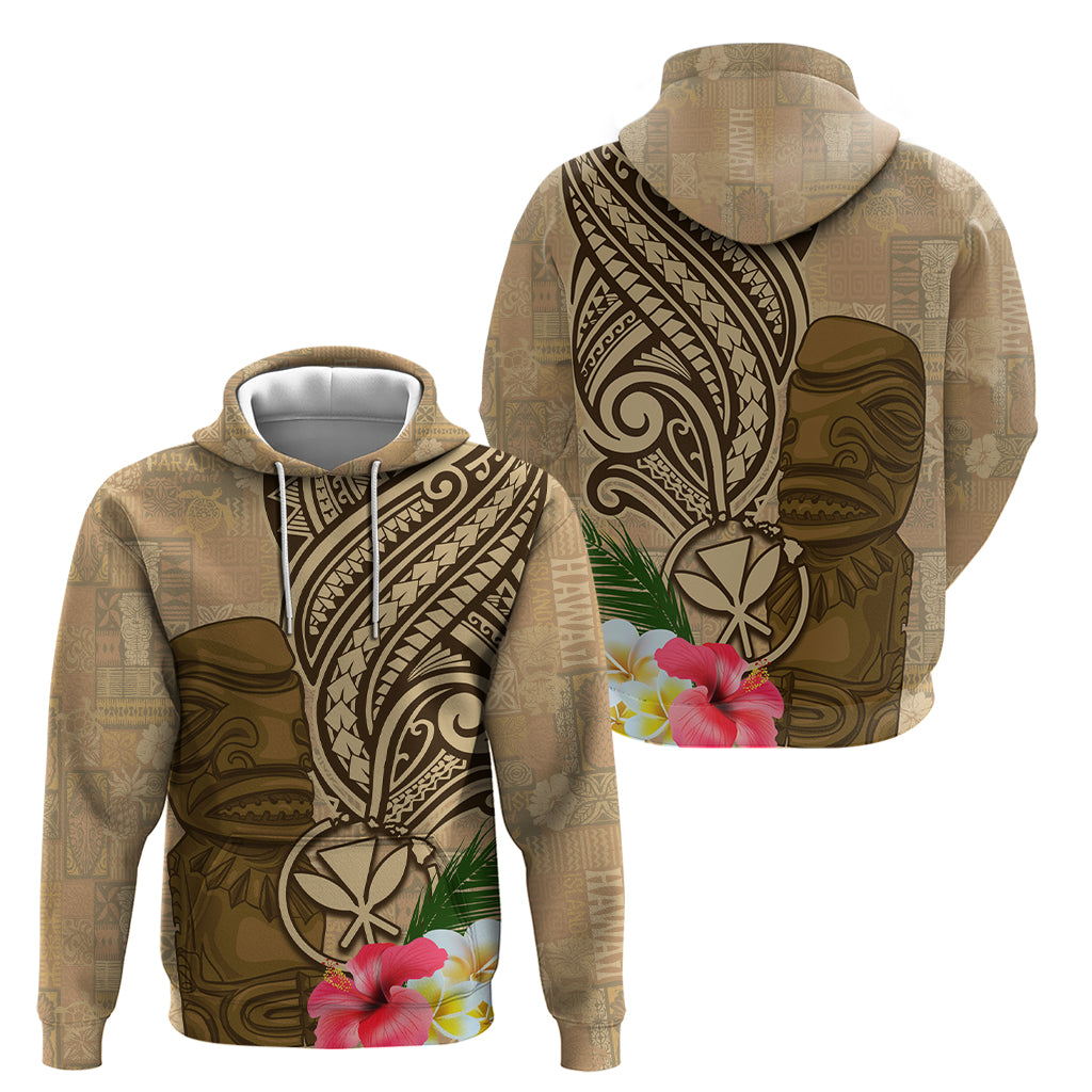 Hawaii Kanaloa Tiki Zip Hoodie Polynesian Tattoo and Tapa Pattern
