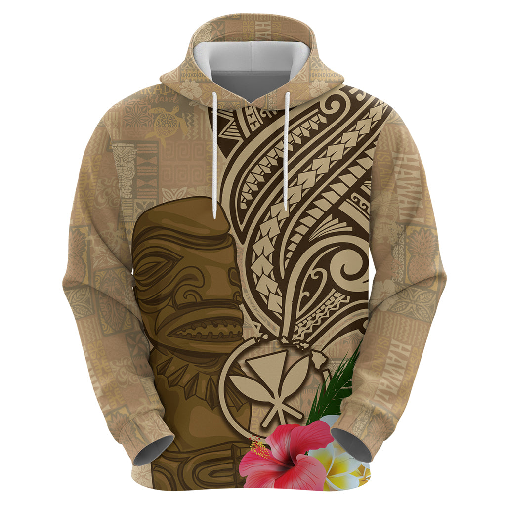 Hawaii Kanaloa Tiki Zip Hoodie Polynesian Tattoo and Tapa Pattern