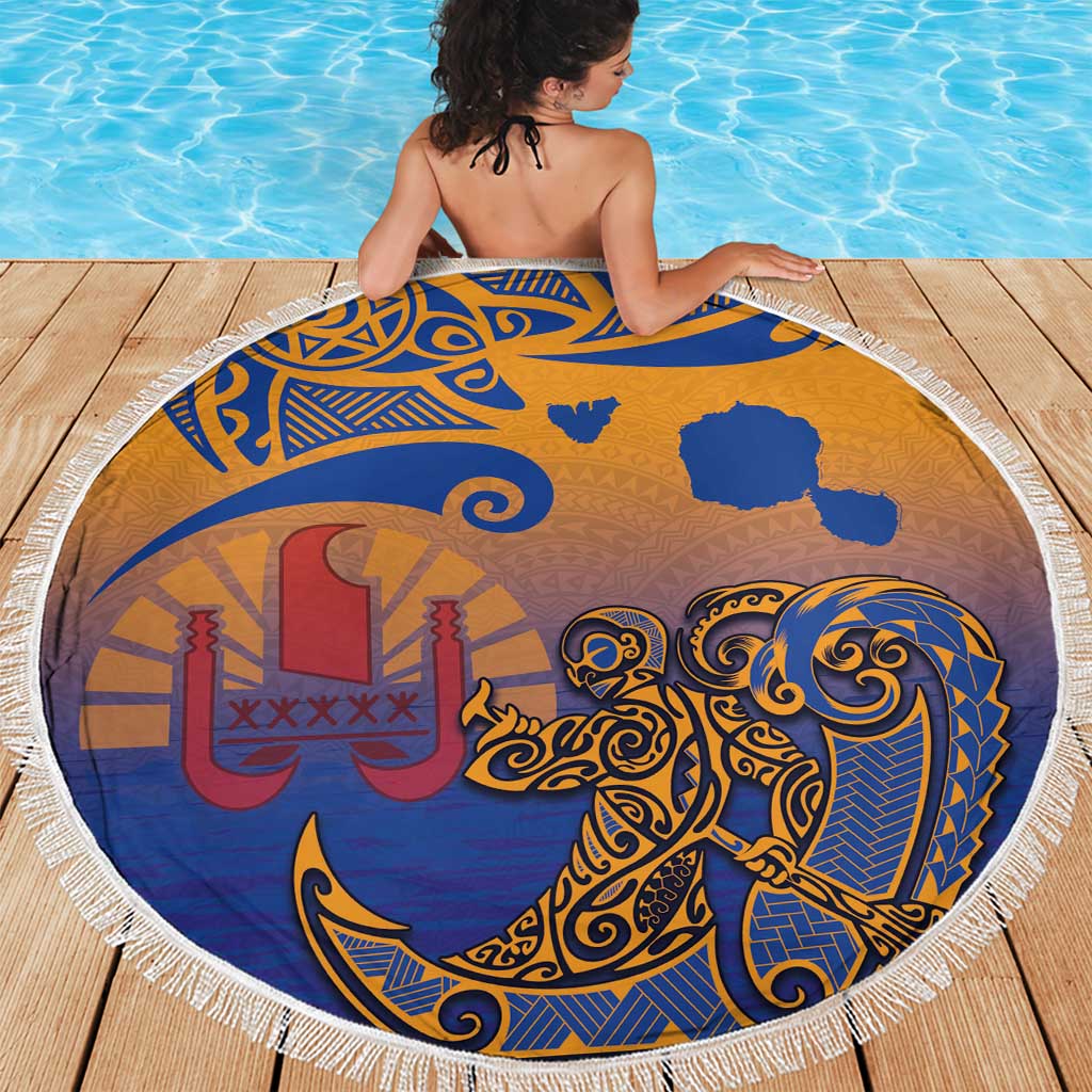 Hawaiki Nui Va'a Solo French Polynesia Beach Blanket Sunset Color LT03 - Polynesian Pride