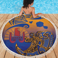 Hawaiki Nui Va'a Solo French Polynesia Beach Blanket Sunset Color LT03 - Polynesian Pride