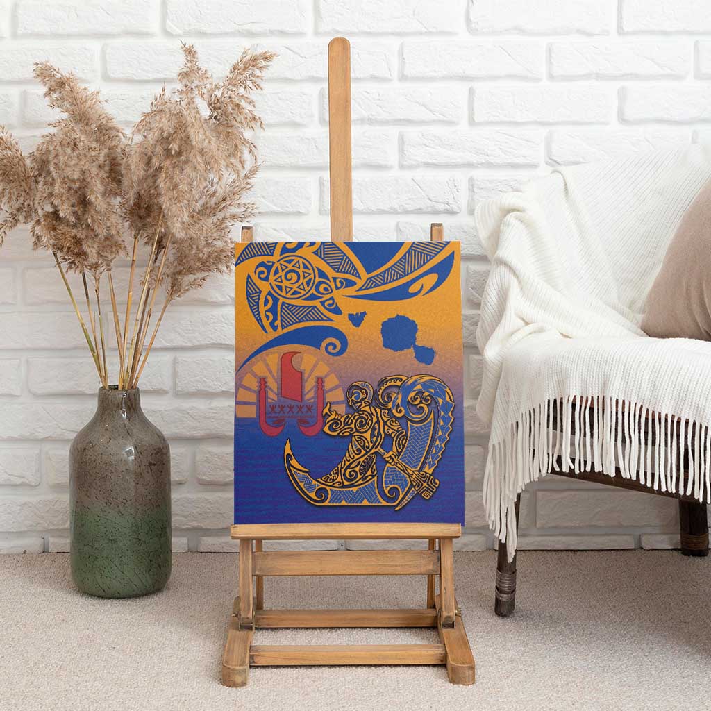 Hawaiki Nui Va'a Solo French Polynesia Canvas Wall Art Sunset Color LT03 - Polynesian Pride
