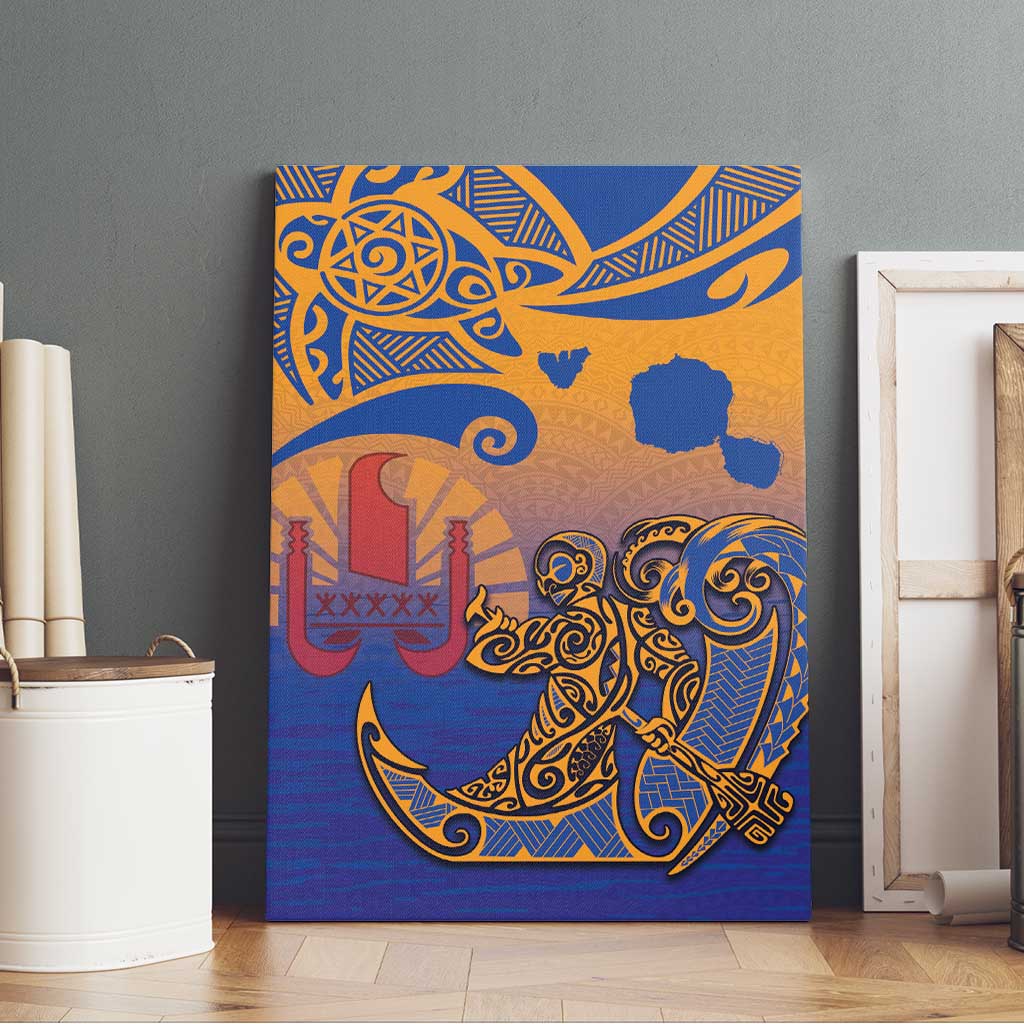 Hawaiki Nui Va'a Solo French Polynesia Canvas Wall Art Sunset Color LT03 - Polynesian Pride