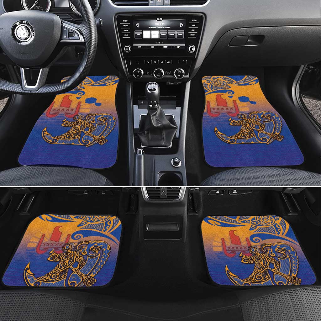 Hawaiki Nui Va'a Solo French Polynesia Car Mats Sunset Color