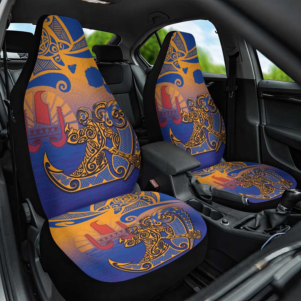 Hawaiki Nui Va'a Solo French Polynesia Car Seat Cover Sunset Color