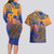 Hawaiki Nui Va'a Solo French Polynesia Couples Matching Long Sleeve Bodycon Dress and Hawaiian Shirt Sunset Color