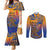 Hawaiki Nui Va'a Solo French Polynesia Couples Matching Mermaid Dress and Long Sleeve Button Shirt Sunset Color