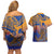 Hawaiki Nui Va'a Solo French Polynesia Couples Matching Off Shoulder Short Dress and Hawaiian Shirt Sunset Color