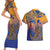 Hawaiki Nui Va'a Solo French Polynesia Couples Matching Short Sleeve Bodycon Dress and Hawaiian Shirt Sunset Color