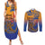 Hawaiki Nui Va'a Solo French Polynesia Couples Matching Summer Maxi Dress and Long Sleeve Button Shirt Sunset Color