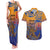 Hawaiki Nui Va'a Solo French Polynesia Couples Matching Tank Maxi Dress and Hawaiian Shirt Sunset Color