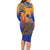 Hawaiki Nui Va'a Solo French Polynesia Family Matching Long Sleeve Bodycon Dress and Hawaiian Shirt Sunset Color