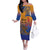 Hawaiki Nui Va'a Solo French Polynesia Family Matching Off The Shoulder Long Sleeve Dress and Hawaiian Shirt Sunset Color