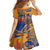 Hawaiki Nui Va'a Solo French Polynesia Family Matching Off Shoulder Maxi Dress and Hawaiian Shirt Sunset Color