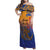 Hawaiki Nui Va'a Solo French Polynesia Family Matching Off Shoulder Maxi Dress and Hawaiian Shirt Sunset Color