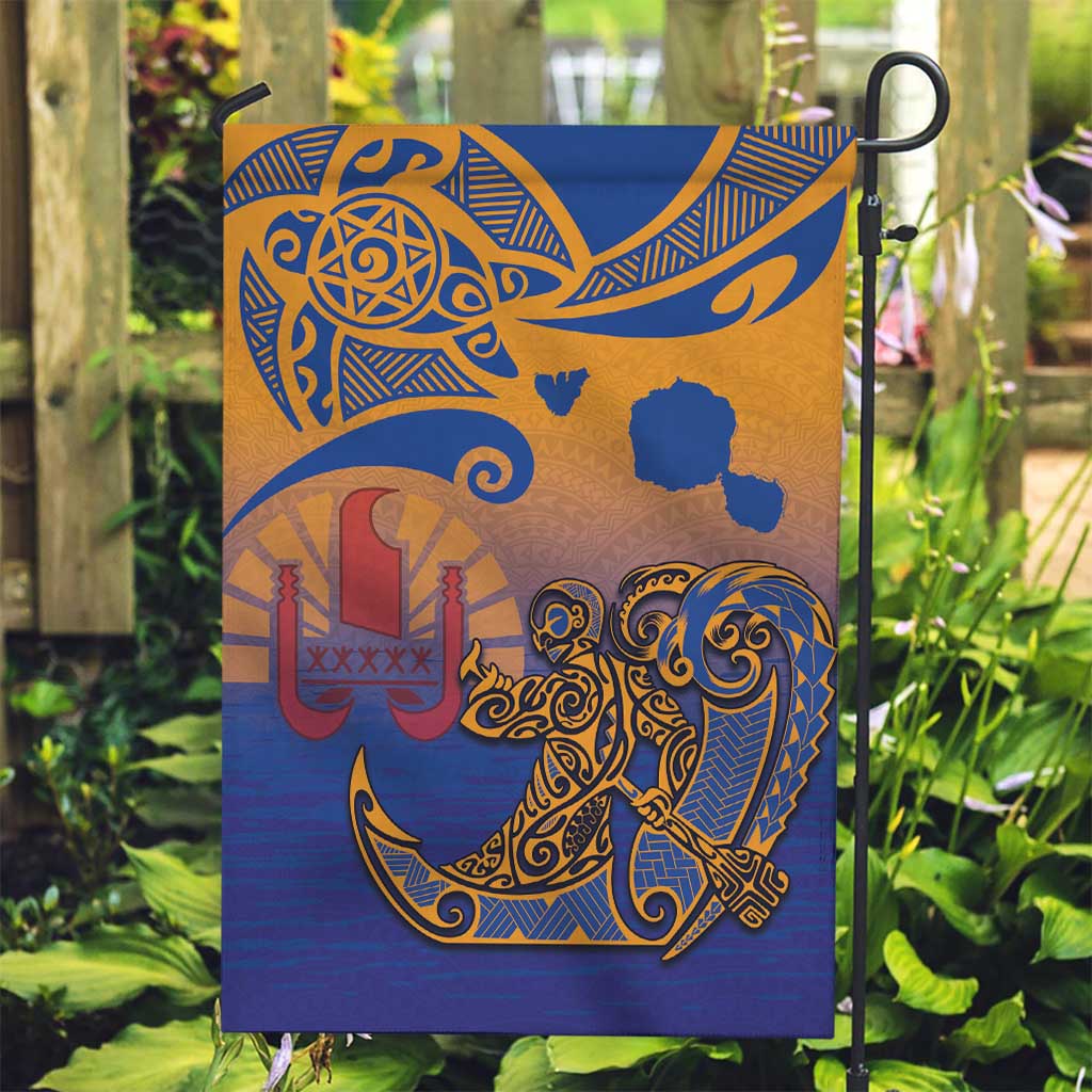 Hawaiki Nui Va'a Solo French Polynesia Garden Flag Sunset Color LT03 Garden Flag Yellow - Polynesian Pride