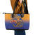 Hawaiki Nui Va'a Solo French Polynesia Leather Tote Bag Sunset Color