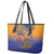 Hawaiki Nui Va'a Solo French Polynesia Leather Tote Bag Sunset Color