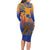 Hawaiki Nui Va'a Solo French Polynesia Long Sleeve Bodycon Dress Sunset Color