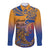 Hawaiki Nui Va'a Solo French Polynesia Long Sleeve Button Shirt Sunset Color