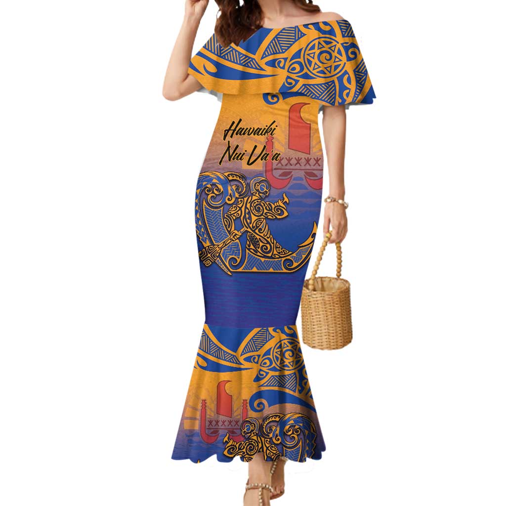 Hawaiki Nui Va'a Solo French Polynesia Mermaid Dress Sunset Color