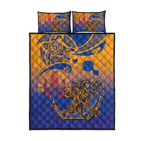 Hawaiki Nui Va'a Solo French Polynesia Quilt Bed Set Sunset Color LT03 - Polynesian Pride