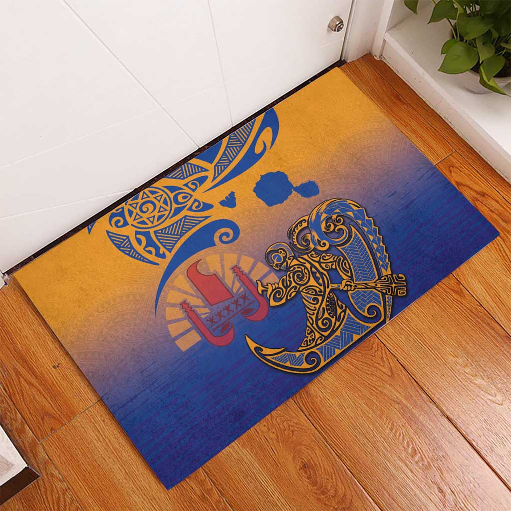 Hawaiki Nui Va'a Solo French Polynesia Rubber Doormat Sunset Color LT03 - Polynesian Pride