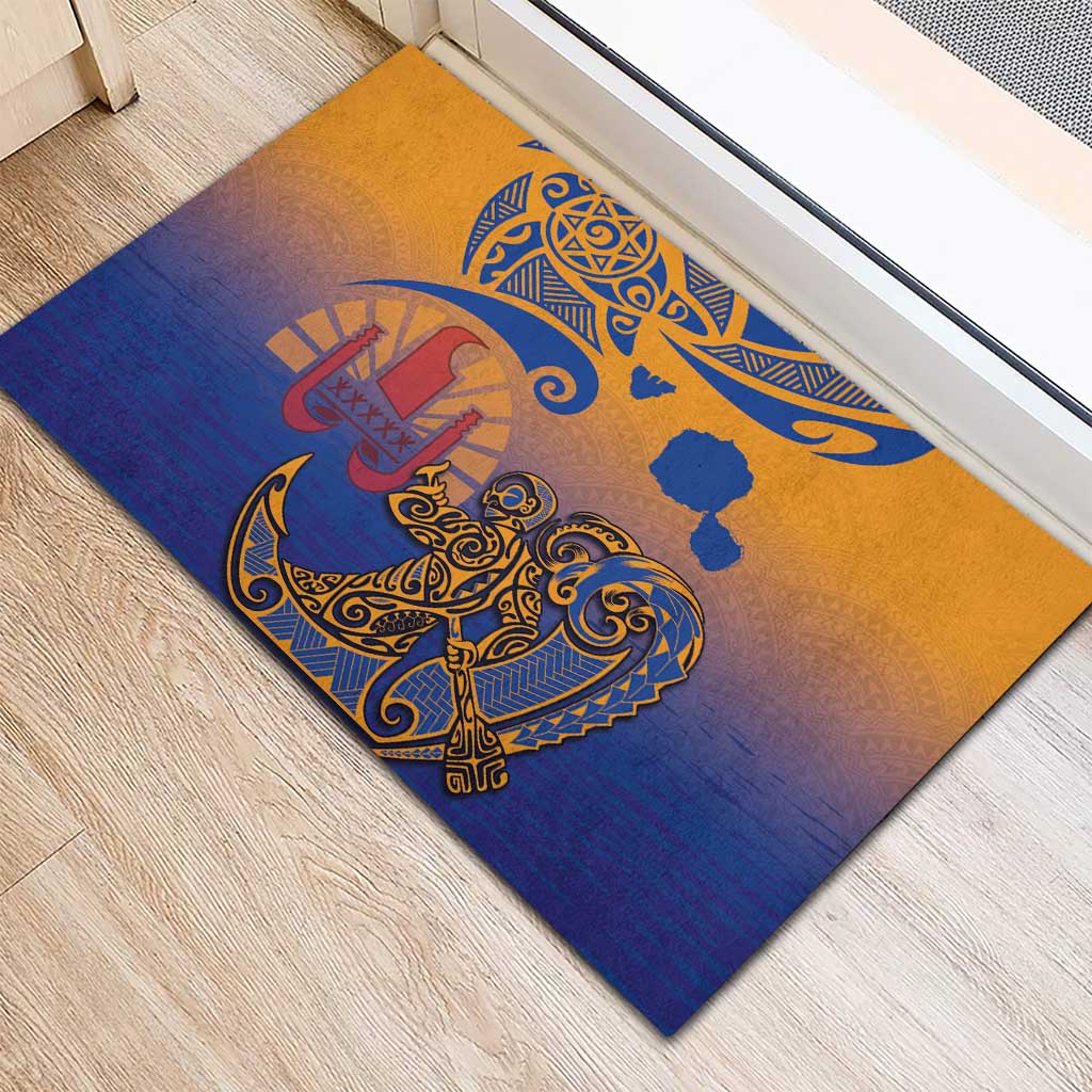 Hawaiki Nui Va'a Solo French Polynesia Rubber Doormat Sunset Color LT03 - Polynesian Pride